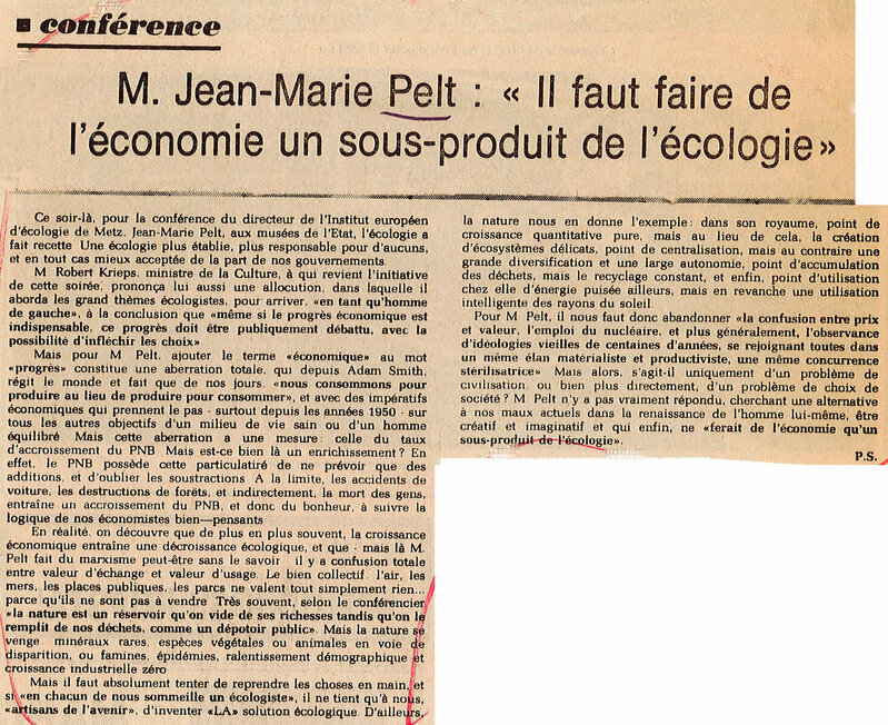 Jean-Marie Pelt : il faut faire de l'économie un sous-produit de l'écologie
