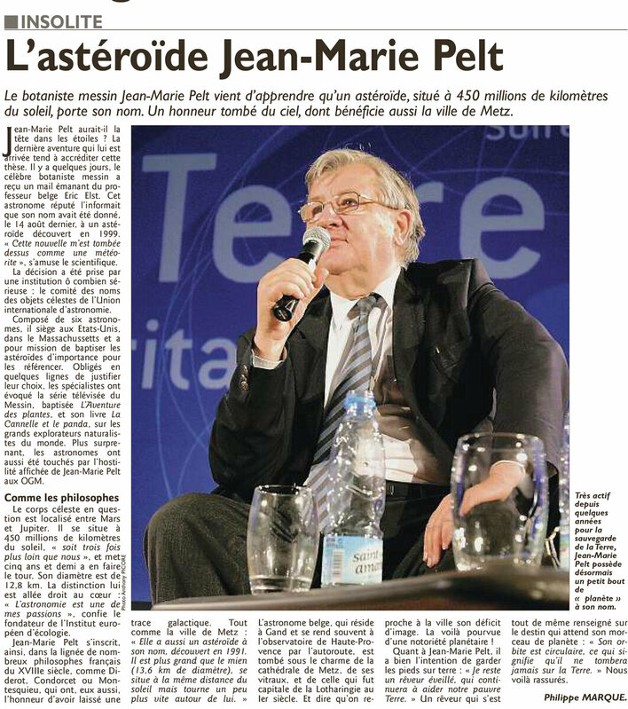 L'astéroïde Jean-Marie Pelt