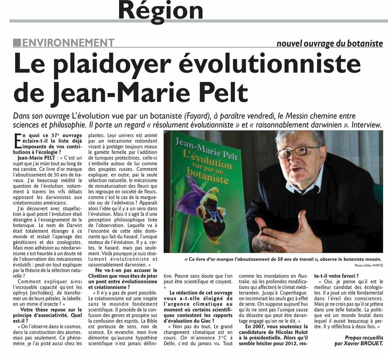 Le plaidoyer évolutionniste de Jean-Marie Pelt