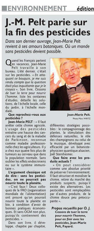 Jean-Marie Pelt parie sur la fin des pesticides